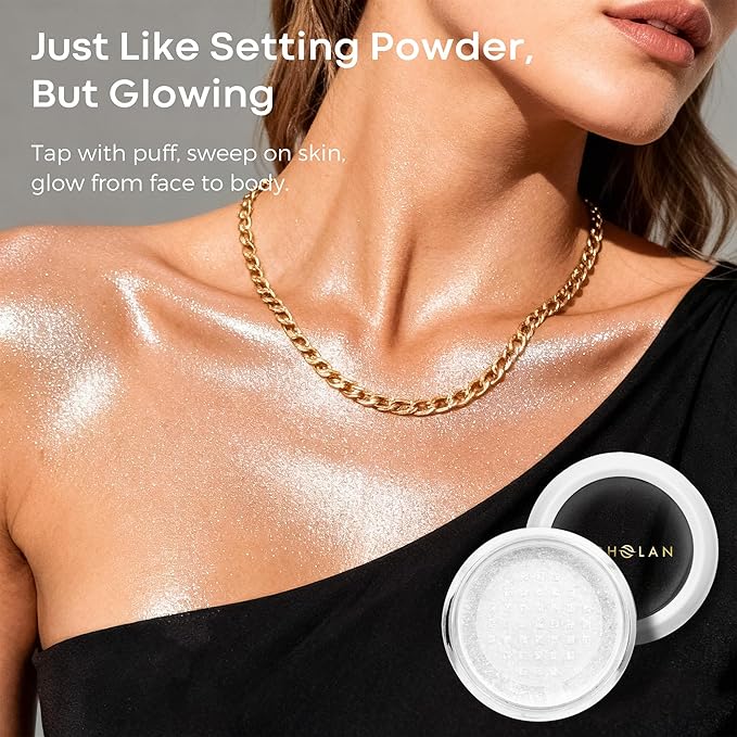 BEPHOLAN Highlighter Powder,High Gloss Glitter,Sparkling Powder Makeup for Face and Body - High-Pigment Shimmer Makeup, Long-Lasting & Buildable（Starlight Mist）