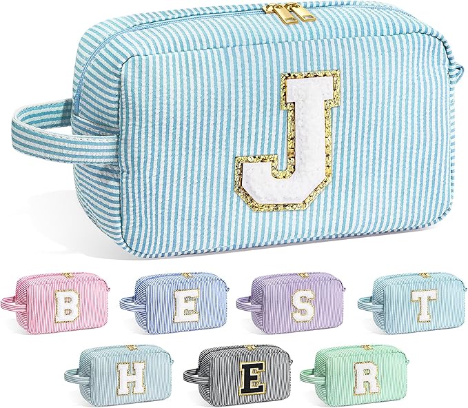YOOLIFE Valentines Day Gifts - Valentines Day Gifts for Her, 20th 30th 40th 50th 60th Birthday Gifts for Women, Personalized Gifts for Wife Girlfriend Mom Best Teacher Sister, Initial Makeup Bag A