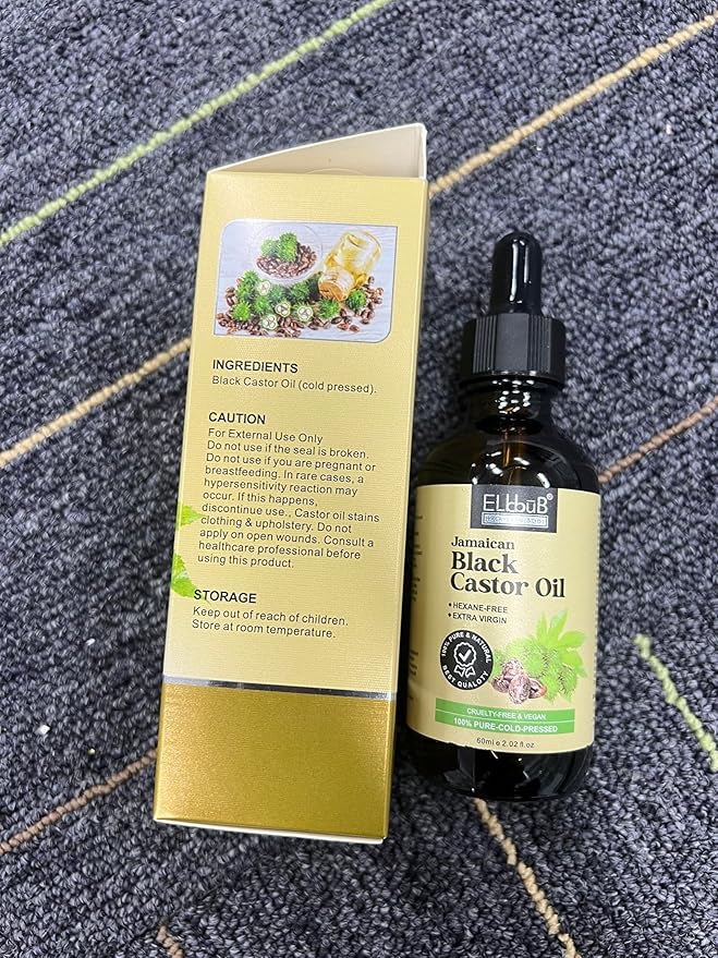 Jamaican Black Castor Oil - for Hair Growth Skin Condition, Eyebrows Eyelashes, Nail Care Grow, Moisturizing Massage Oil for Aromatherapy 2 fl oz