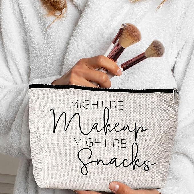 GREOXG Makeup Bag Gifts for Women Who Have Everything, Might Be Makeup Might Be Snacks Travel Cosmetic Bag, Friendship Gifts for Girls Teens Women Birthday Christmas Graduation-A03