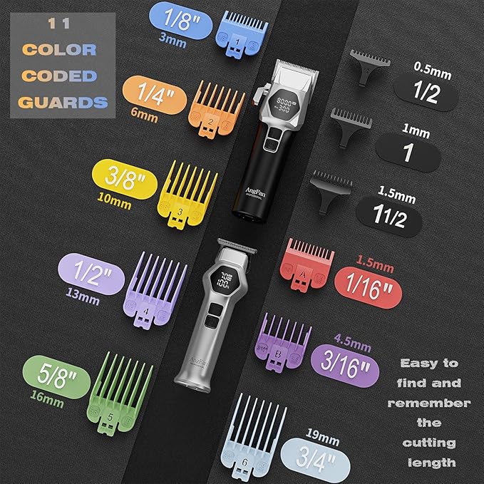 Professional Hair Clippers for Men - 8000RPM Brushless Motor & 440C Steel Blades, Barber-Grade Cordless Clippers & Trimmer Set for Fade Designs, Hair Cutting Tools for Professional Barbers