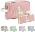 Travel Makeup Bag Christmas Gifts for Women Girl Teens, Personalized Initial Makeup Bag for Cute Teen Girls, Preppy Stuff Toiletry Bag Cosmetic Bag, Teen Girls Gift Trendy Stuff, Letter L