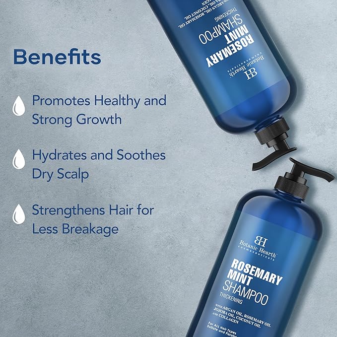 Botanic Hearth Rosemary Mint Shampoo and Conditioner Set, Thickening Formula, Promotes Hair Growth and Scalp Health Sulfate Free & Paraben Free, for Men & Women | 16 fl oz