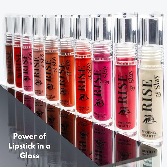Magenta Lip Gloss – Phoenix Beauty Rise & Slay Power Gloss | Pomtini Raspberry Tint with Hyaluronic Acid, Jojoba & Castor Oil | High-Pigment, Non-Sticky Hydrating Shine (4.5ml)