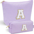 YOOLIFE Birthday Gifts for Kids - Personalized Monogram Makeup Bag Cosmetic Bag Travel Toiletry Bag | Makeup Bag for Girls Teen Girl Friend Sister Wife Girlfriend Daughter Gifts Purple A