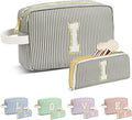 Travel Makeup Bag Christmas Gifts for Women Girl Teens, Personalized Initial Makeup Bag for Cute Teen Girls, Preppy Stuff Toiletry Bag Cosmetic Bag, Teen Girls Gift Trendy Stuff, Letter I