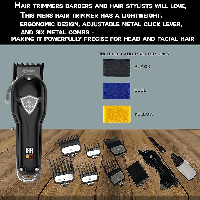 .44 Magnum FMJ Cordless Clipper Kit - Professional Clippers for Hair, Beard and Mustache - Rechargeable Grooming Electric Razor for Men - With Grips, Oil, Cleaning Brush & Comb Guards