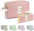 Travel Makeup Bag Christmas Gifts for Women Girl Teens, Personalized Initial Makeup Bag for Cute Teen Girls, Preppy Stuff Toiletry Bag Cosmetic Bag, Teen Girls Gift Trendy Stuff, Letter E