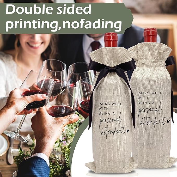 RYIGYWE Cute Bow Ribbon Engagement Gift Wine Bag - 1 PCS Bride to Be Gifts for Bridesmaids Bride and Groom Couples Her Him Will You Be My Bridesmaid for Getting Married Engagement Bridal Shower - A55