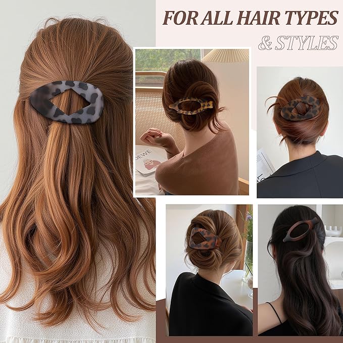 Lourny Flat Hair Clips for Women, 6PCS Flat Claw Clips for Thin Hair Lightweight Non-Slip Claw Clips for Women