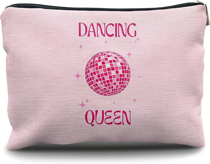 Nogrit Dancing Queen Dance Gifts - Disco Ball Bag - Hot Pink Dancer Makeup Bag