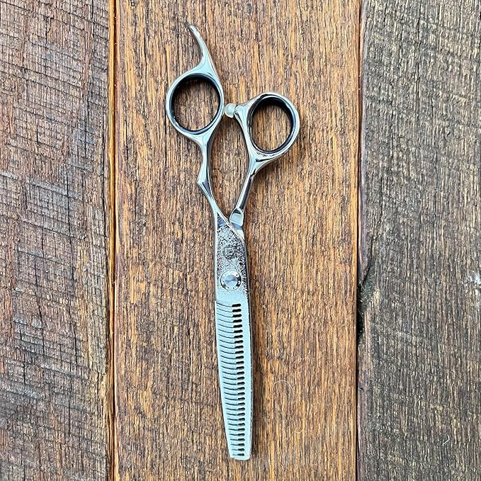 Saki Dotanuki Hair Thinning Shears Made From Japanese Damascus Steel - Professional Hair Texturizing Scissors - Sharp