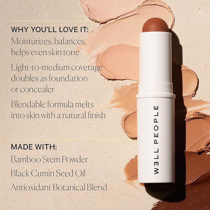 Well People Supernatural Complexion Stick Foundation + Concealer, Buildable, Light-to-Medium Coverage, Soft Matte Finish, Lightweight + Hydrating, Multi-Use, Vegan & Cruelty-Free, 28 Medium Neutral