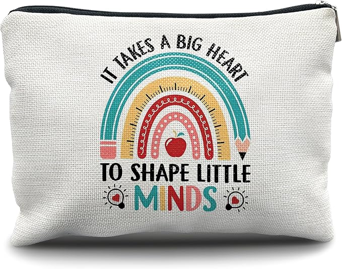 Nogrit Teacher Tote, Makeup Cosmetic Bag - 'It Takes a Big Heart' - Gifts for Teachers