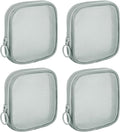 4 Pieces Mini Zipper Nylon Mesh Pouch, Mesh Cosmetic Bags Makeup Bags, Multipurpose Travel Toiletry Bags for Office Supplies and Travel Accessories (Grey, S)
