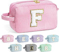 YOOLIFE Gifts for Friend - Personalized Best Friend Birthday Gifts for Women Her Friend Friendship, Sister Gifts from Sister, Monogram Initial Pink Makeup Bag Cosmetic Toiletry Pouch Make Up Case F