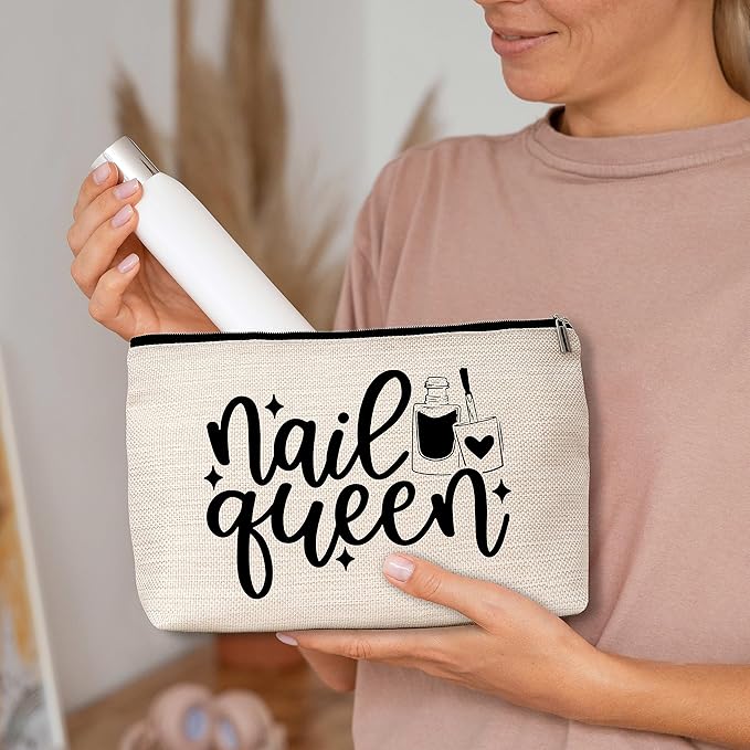 Nail Queen Makeup Bag Funny Gifts Travel Toiletry Bags for Women Friendship Gift For Women Teachers Girls Teens Friend Sister-A07