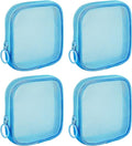 4 Pieces Mini Zipper Nylon Mesh Pouch, Mesh Cosmetic Bags Makeup Bags, Multipurpose Travel Toiletry Bags for Office Supplies and Travel Accessories (Blue, S)