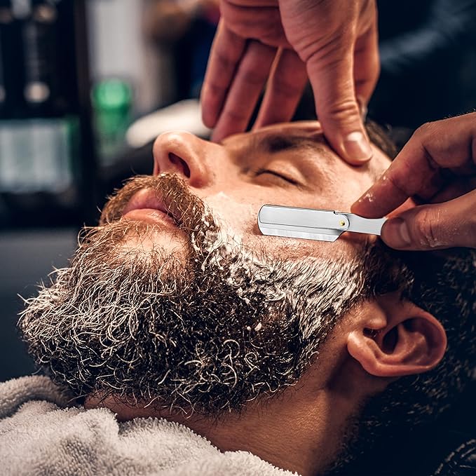 Utopia Care Professional Straight Razor for Men, Barber Straight Edge Razor Safety with 100 Pack Blades, Silver