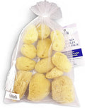 Natural Sea Silk Sponges 12pk: Size 9pc x1.5-2.5" 3pc x 2.5"-3", Like Cotton Balls, for Cosmetic Use, Makeup Application & Removal, Face & Eye Cleaning, with Luxury Gift Bag by Constantia Beauty®