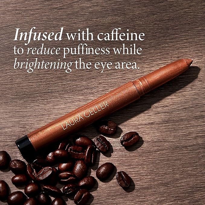 LAURA GELLER NEW YORK Kajal Longwear Kohl Eyeliner Pencil - Khaki Kohl - Caffeine and Vitamin E - Smooth & Blendable Liner - Built-In Sharpener