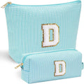 YOOLIFE Travel Makeup Bag for Girls, Initial Makeup Bag | Small Makeup Bag | Teen Girl Gifts for Teenage Girls | Birthday Gifts for Girls | Travel Gifts for Girls | Travel Makeup Bag Organizer - D