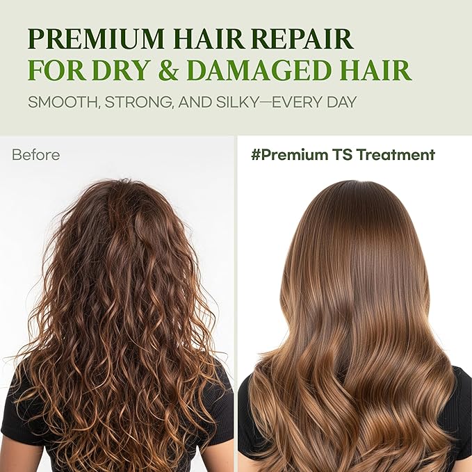 TS Premium TS Treatment | Korean Hair Care with Argan Oil & Shea Butter | Repairs Damaged, Weak Hair | Soothes Scalp Discomfort with Natural Plant Extracts (16.9 Fl Oz)