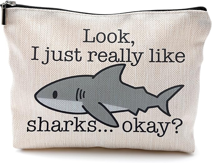 Shark Makeup Bag - Cosmetic Bags With Zipper, Gifts for Shark Lovers