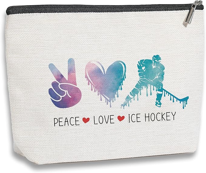 Hockey Gifts Inspirational Hockey Gifts for Ice Hockey Lovers Team Players Makeup Bag Christmas Birthday Gifts for Women Athletics Coach Friend Sister Hockey Travel Pouch