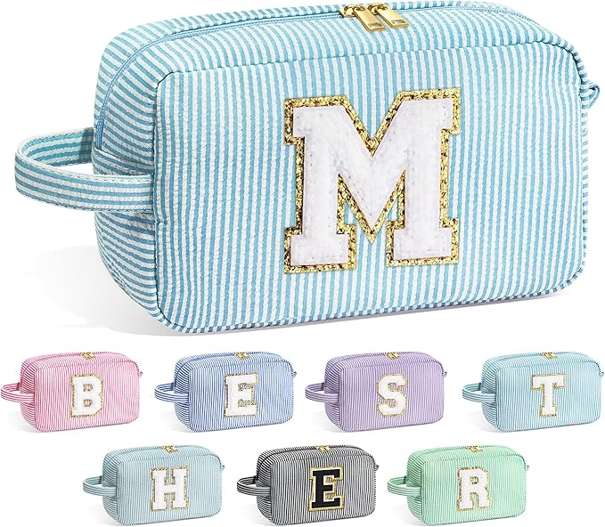 YOOLIFE Teen Girl Gifts - Personalized Birthday Gifts, Monogram Initial Makeup Bag