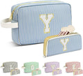 Travel Makeup Bag Christmas Gifts for Women Girl Teens, Personalized Initial Makeup Bag for Cute Teen Girls, Preppy Stuff Toiletry Bag Cosmetic Bag, Teen Girls Gift Trendy Stuff, Letter Y