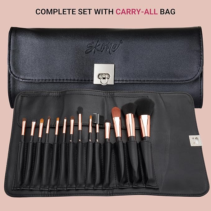 Professional Makeup Brush Set - Skone Luxe Pro Makeup Brushes, 14 pc Set
