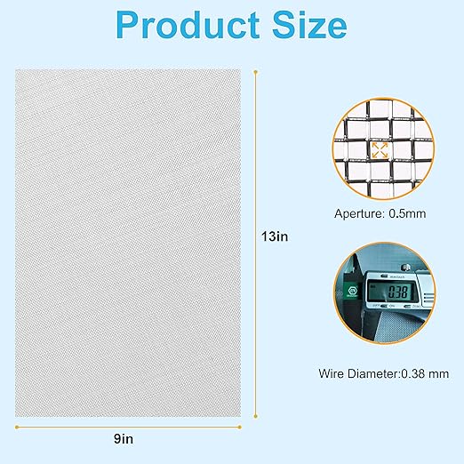 16 Pcs 13x9 40 Mesh 304 Stainless Steel Wire Mesh Sheet, Rustproof Metal Mesh - Image 3