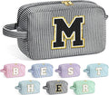 YOOLIFE Teen Girls Gifts Trendy Stuff - Birthday Gifts for 5 6 7 8 9 10 11 12 Year Old Girls Kids, Initial Makeup Bag for Teen Girl Kids Cosmetic Toiletry Pouch, Black M