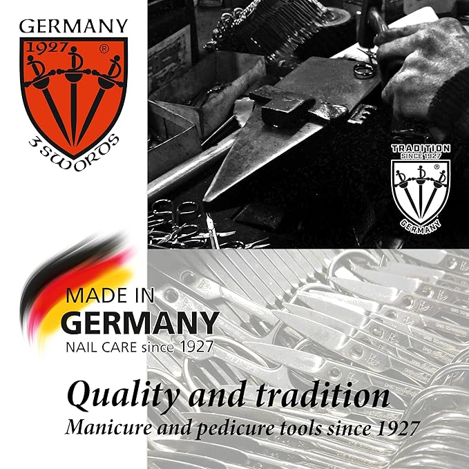 3 Swords Germany - brand quality 7 piece manicure pedicure kit set - nail care tools by 3 Swords - black genuine leather