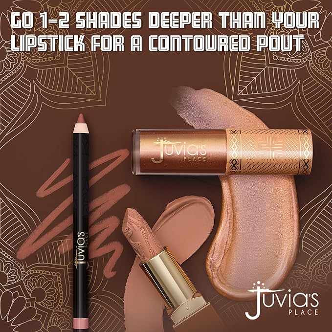 Juvia's Place Long Wear Lip Pencil – Demure – Waterproof & Kiss-proof, Long Lasting Lip Liner, Smooth Makeup Application - Soft Matte Finish Base for Lipstick - 13 Hours of Wear for Everyday Use