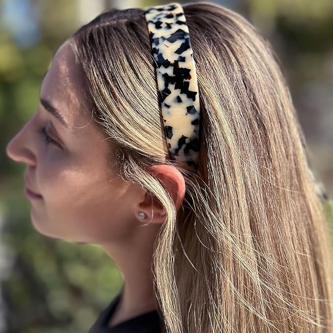 Camila Paris CP3464 French Headband for Women, Handmade White Tokyo, Strong Hold Grip Women's Hair Band, Ligth and Very Flexible, No Slip and Durable Styling Girls Hair Accessories, Made in France