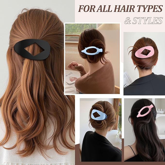Lourny Flat Hair Clips for Women, 6PCS Flat Claw Clips for Thin Hair Lightweight Non-Slip Claw Clips for Women
