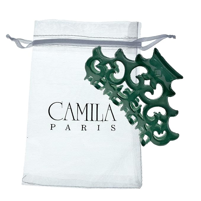 Camila Paris CP2907 French Hair Clip for Women, Green, Girls Hair Claw Clips Jaw Fashion Durable and Styling Hair Accessories for Women, Strong Hold No Slip Grip, Made in France