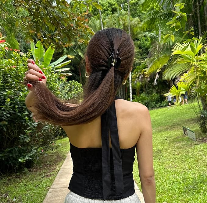 Premium Durable Acetate Hair Clip - Large Claw Clip for Thick Hair | No Slip Claw Clip | 4 Inch Hair Clip for Women (Black)