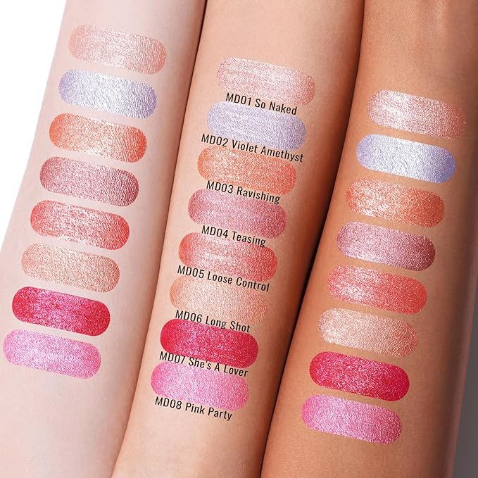 Oulac Red Metallic Lipstick for Women, Orange Red Lip Gloss, Lip & Eye 2 IN 1, Long Lasting Waterproof Lipstick, Oil-Based Formula, High Impact Lip Color, Transfer Proof, Vegan MD05
