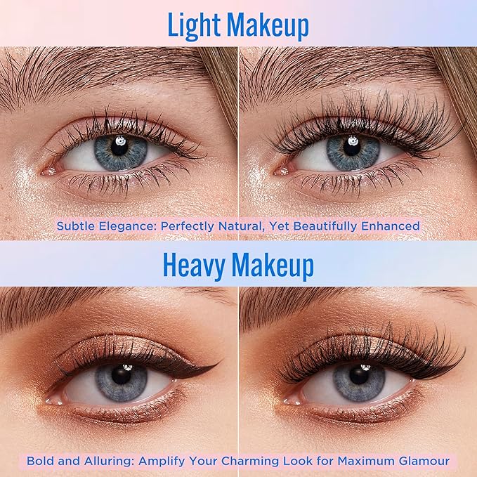 Eyelashes Natural Look False Lashes - Bepholan Fake Eyelashes 5D Super Fluffy False Eyelashes Clear Band Wispy Lashes 3-Pack Faux Mink Lashes,XMZ90-3