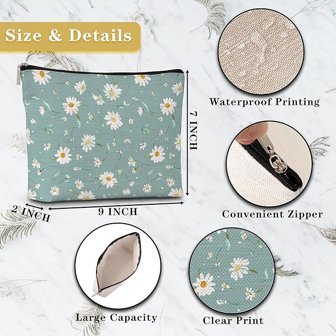 GREOXG Floral Makeup Bag, Small Travel Cosmetic Bag with Zipper, Cute Makeup Pouch Gift Ideas for Women Teen Girls Friends Mom Sisters Teacher Birthday Christmas Wedding Graduation-E21