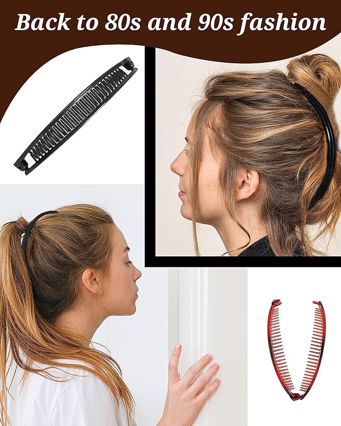 12 Pieces Banana Clip, Classic Clincher Combs for Women, 90s Banana Clips Styling Hair Accessories, Vintage Grip Comb for Fishtail Hair Fish Shape Ponytail Holder