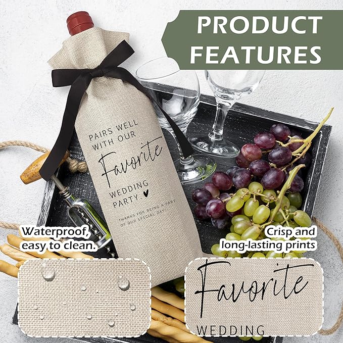 RYIGYWE 1 PCS Black Bow Ribbon Ideas Engagement Gift Wine Bag - Bride to Be Gifts for Bridesmaids Bride Groom Couples Her Him, Wedding Gift for Getting Married Engagement Bridal Shower - A56