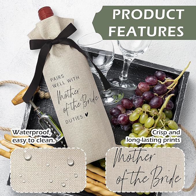 RYIGYWE Cute Bow Ribbon Engagement Gift Wine Bag - 1 PCS Bride to Be Gifts for Bridesmaids Bride and Groom Couples Her Him Will You Be My Bridesmaid for Getting Married Engagement Bridal Shower - A54