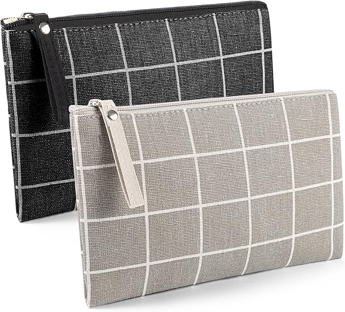 2 Pcs Small Cosmetic Bag, Multi-Function Canvas Cosmetic Pouch Small Zipper Pouch Makeup Bag Purse Pouches Cute Makeup Pouch Christmas Gifts Stocking Stuffers for Women