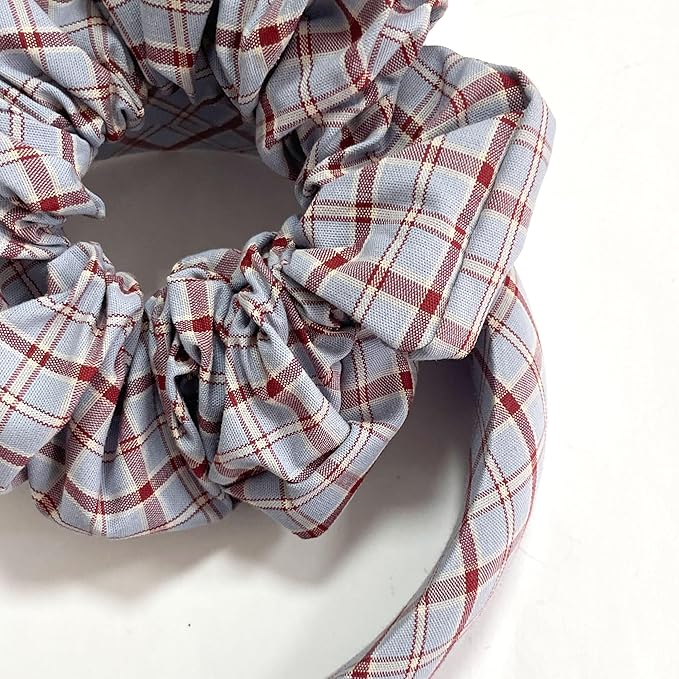 Headband and Scrunchie Set for Women 2Pack Hair Ties for Girls Elastics Bands Ponytail Holder Hair Accessories Red Lattice