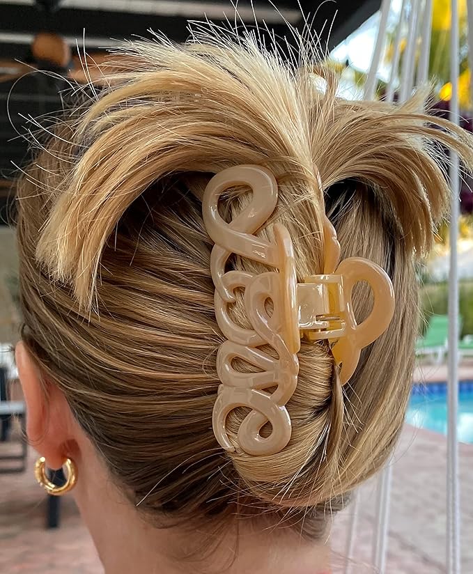Camila Paris CP3046 French Hair Clip for Women, 3.25 inch Girls Hair Claw Clips Jaw Ivory Cellulose, Fashion Durable and Styling Hair Accessories for Women, Strong Hold No Slip Grip, Made in France