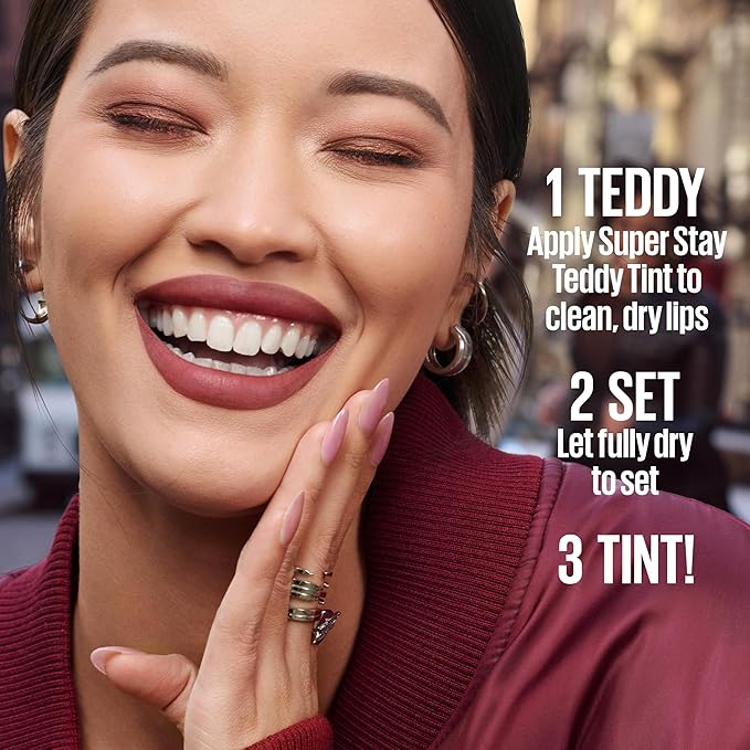 MAYBELLINE Super Stay Teddy Lip Tint, Long Lasting Matte Lipstick For Up To 12HR Wear, Mascara Tear, 1 Count
